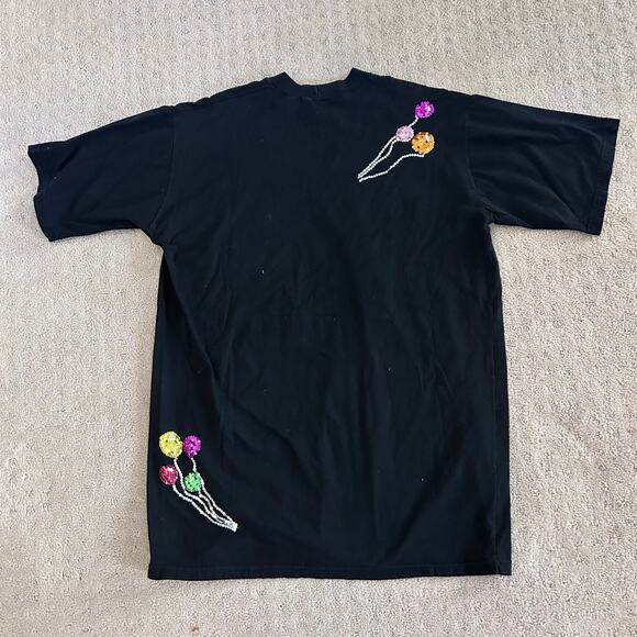 Vintage Sequin Graphic Tee 80s Party Balloon Theme One Size - Picture 2 of 6